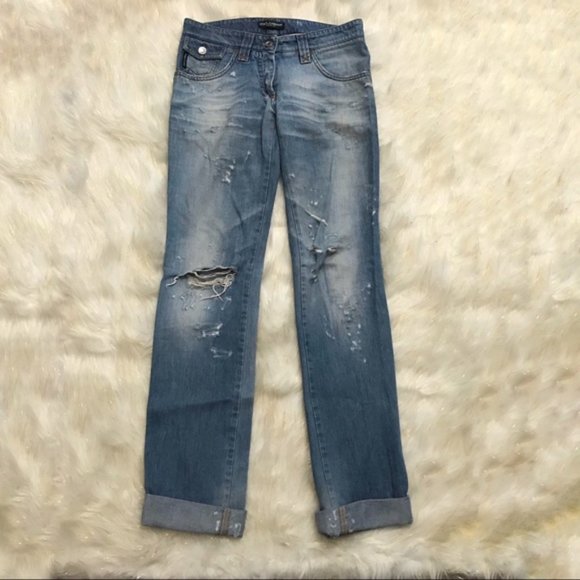Dolce and Gabbana Distressed Cuffed Jeans - Picture 8 of 8